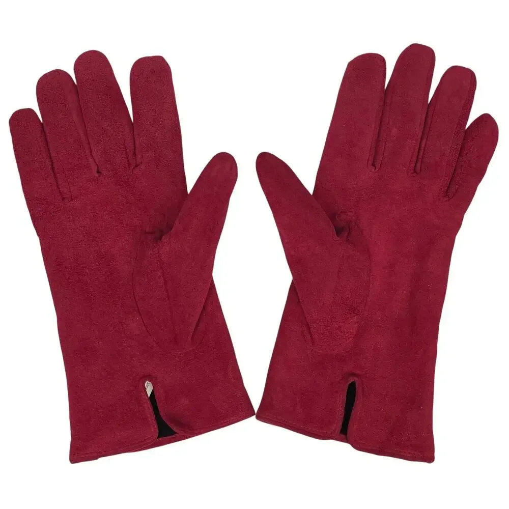 ARIS GENUINE LEATHER SUEDE RED GLOVES – WOMEN’S XL – STYLE 88136 – FLEECE LINING